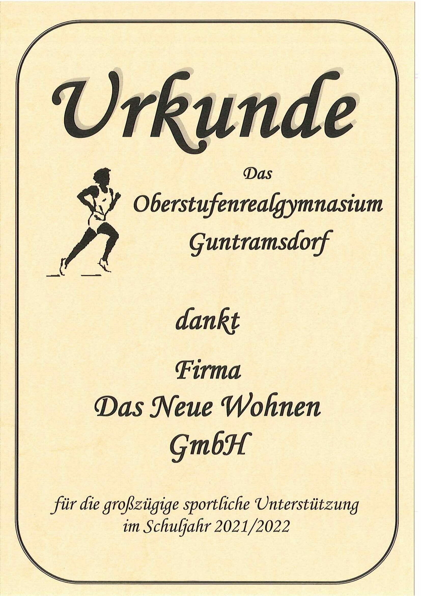 Oberstufenrealgymnasium Guntramsdorf Urkunde