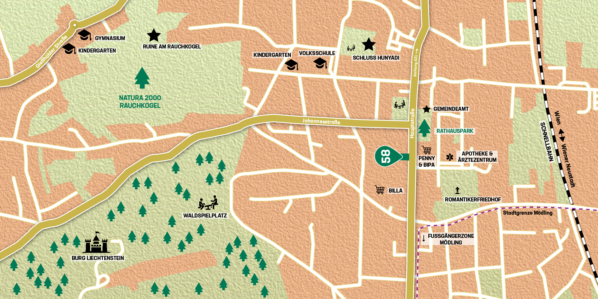 Anfahrtsplan zum Projekt in Maria Enzersdorf - Hauptstraße 58, 2344 Maria Enzersdorf